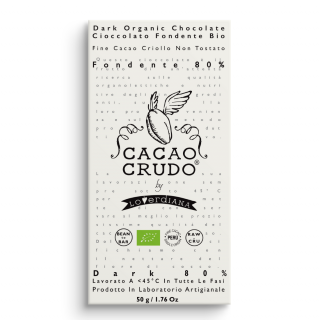 Cacao Crudo nyers étcsokoládé 80%, 50 g  *IT-BIO-006 tanúsítvány