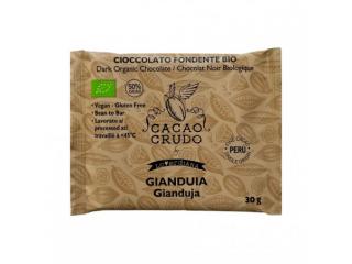 Cacao Crudo nyers étcsokoládé Gianduja, BIO, 30 g  *IT-BIO-006 tanúsítvány