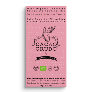 Cacao Crudo nyers étcsokoládé himalájai sóval és kakaóbabbal, 50 g  *IT-BIO-006 tanúsítvány