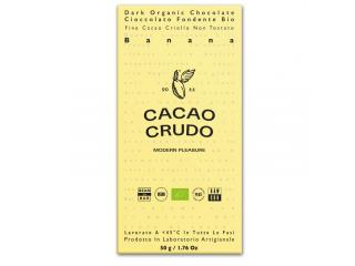 Cacao Crudo Raw Étcsokoládé banánnal, 50 g  *IT-BIO-006 tanúsítvány