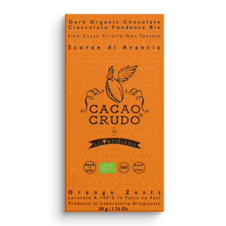 Cacao Crudo Raw Étcsokoládé narancshéjjal, 50 g  *IT-BIO-006 tanúsítvány