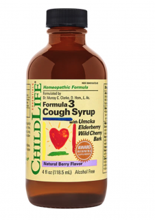 ChildLife Essentials Formula 3 köhögés elleni szirup, légzéstámogatás, vadbogyós gyümölcsök, 118,5 ml  Étrend-kiegészítő