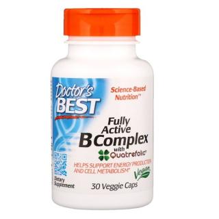 Doctor's Best  aktív B komplexje (B-vitaminok és folsav aktivált formában) 30 gyógynövény kapszula