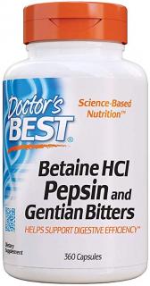 Doctor's Best betain-HCl + pepszin és gentián keserű (gentian), 360 kapszula