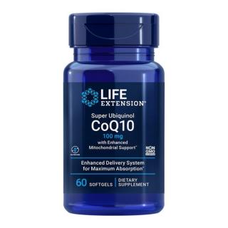 Élethosszabbító Super Ubiquinol CoQ10 fokozott mitokondriális támogatással, koenzim Q10, 100 mg, 60 lágyzselé kapszula  Étrend-kiegészítő