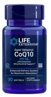Élethosszabbító Super Ubiquinol CoQ10 fokozott mitokondriális támogatással, Q10 koenzim, 200 mg, 30 kapszula  A szív, a látszólagos mitokondriumok és…