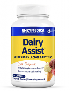 Enzymedica Dairy Assist, laktóz emésztést támogató enzimek, 30 kapszula  Étrend-kiegészítő