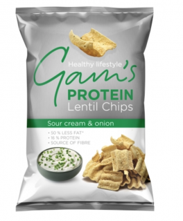 GAM'S Protein lencse chips tejföllel és hagymával, 65 g