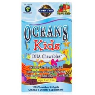 Garden of Life Oceans Kids DHA, Omega-3 cukorka gyerekeknek, 120 rágókapszula