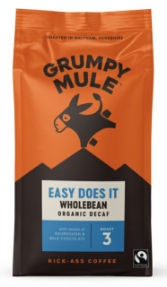 Grumpy Mule Easy Does It, koffeinmentes kávébab, bio, 200 g  *CZ-BIO-001 tanúsítvány