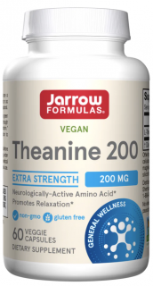 Jarrow Formulas Theanine 200 mg, Theanine, 60 növényi kapszula  Étrend-kiegészítő