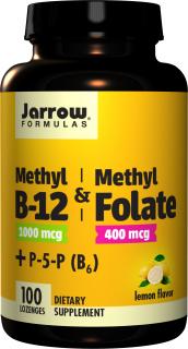 Jarrow metil-B-12 és metil-folát, (B12-vitamin + folsav, aktivált formák), 1000 mcg / 400 mcg, 100 rombusz