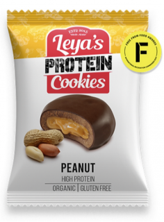 Leya's Protein Cookies földimogyoró, fehérje süti, földimogyoró csokoládéban, BIO, 40 g