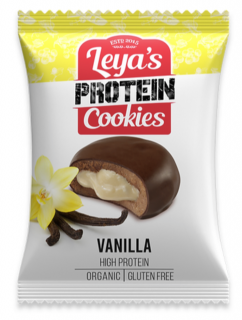 Leya's Protein Cookies vanília, fehérje süti, vanília csokoládéban, BIO, 40 g