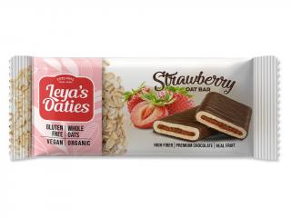 Leyas Oaties Organic Chocolate Coated Strawberry Oat Bar,  epres zabszelet bio csokoládéban, 82 g