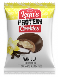 Leyas Protein Cookies vanília, fehérje süti, vanília csokoládéban, BIO, 40 g