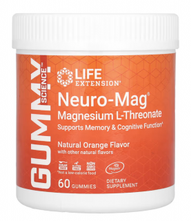 Life Extension Neuro-Mag® Magnézium-L-treonát (magnézium-L-treonát), 60 gumicukor  Étrend-kiegészítő