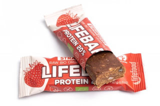 LifeFood - Lifebar Protein szelet eper, BIO, 47 g  *CZ-BIO-002 certifikát