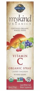 Mykind Organics C-vitamin bio spray, C-vitamin spray-ben, cseresznye és mandarin, 58 ml