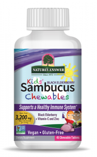 Nature's Answer Kid's Sambucus rágótabletta, rágótabletta gyerekeknek, bodza kivonat, 45 db
