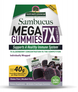 Nature's Answer Sambucus Mega Gummies, gumicukorkák, fekete bodza, 30x 5 g