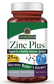 Nature's Answer Zinc Plus, cink, 25 mg, 60 db növényi kapszula