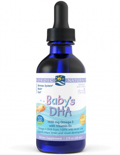 Nordic Naturals Baby DHA D3-vitaminnal, Omega 3 gyermekeknek, 1050mg, 60 ml