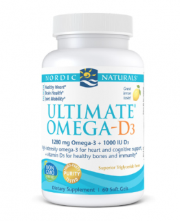 Nordic Naturals Ultimate Omega 1280 mg D -vitaminnal, citrommal, 60 lágyzselatin kapszulával