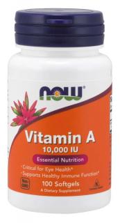 NOW A-vitamin, 10000 NE, 100 lágygél kapszula