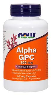 NOW Alpha GPC (L-alfa-gliceril-foszforil-kolin), 300 mg, 60 növényi kapszula