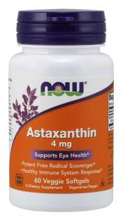 NOW Astaxanthin, Natural Astaxanthin, 4 mg, 60 vegetáriánus kapszula