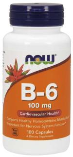 NOW B6-vitamin Piridoxin, 100mg, 100 kapszula