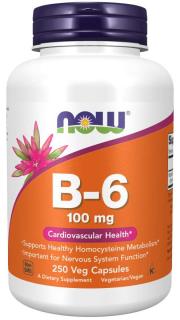 NOW B6-vitamin Piridoxin, 100mg, 250 kapszula
