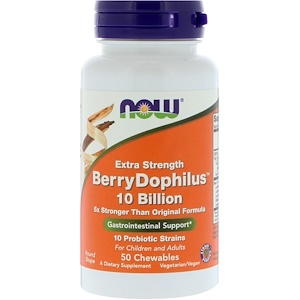 NOW BerryDophilus Extra Strength (probiotikumok gyerekeknek), 50 rágótabletta