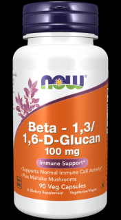 NOW Béta 1,3/1,6-D-glükán, béta-glükánok, 100 mg, 90 növényi kapszula