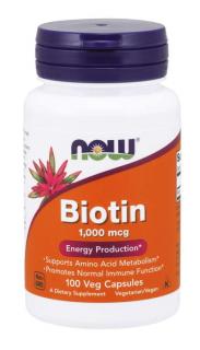 NOW Biotin, 1000 ug, 100 növényi kapszulában