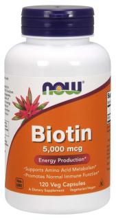 NOW Biotin, 5000 ug, 120 növényi kapszulában