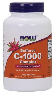 NOW C-1000 Buffered Vitamin Komplex, 250mg bioflavonoiddal, PH semleges C vitaminnal, 180 tabletta