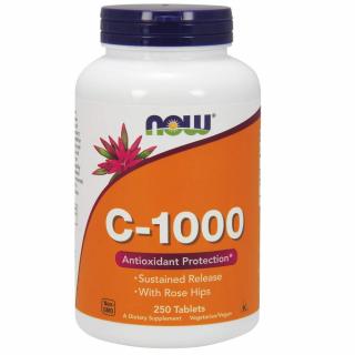 NOW C-1000, vitamin csipkebogyóval és fokozatos felszabadítással, 250 tabletta