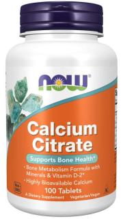 NOW Calcium citrate, Kalcium-citrát, ásványi anyagokkal és D-2-vitaminnal, 100 tabletta