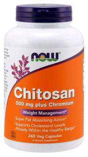 NOW Chitosan, 500 mg Plus chromium, 240 vegán kapszulában