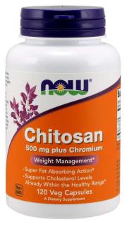 NOW Chitosan, 500 mg Plusz chromium, 120 vegan kapszulában