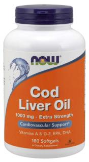 NOW Cod Liver Oil, (csukamájolaj) 1000 mg, 180 softgel kapszulában