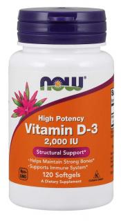 NOW D3-vitamin, 2000 NE, 120 softgel kapszula