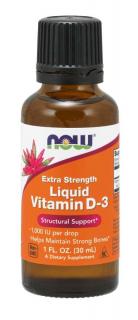 NOW D3-vitamin Extra erős, folyékony, kb. 1071 adag, 1000 NE 1 cseppben