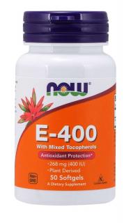 NOW E-vitamin 400 NE tokoferolokkal, 50 lágygél kapszula