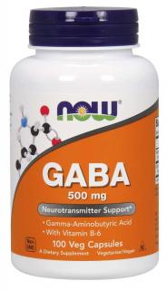 NOW GABA (gamma-amino-vajsav) 500 mg + 2 mg B6-vitamin, 100 kapszula