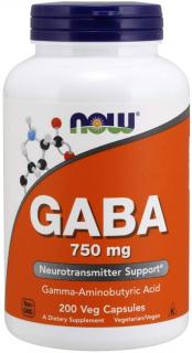 NOW GABA (gamma-amino-vajsav) 750 mg, 200 növényi kapszulában