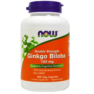 NOW Ginkgo Biloba Double Strength, 120 mg, 200 növényi kapszulában