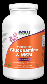 NOW Glükózamin és MSM Vegetáriánus (vegetáriánus glükózamin és MSM), 240 növényi kapszula
